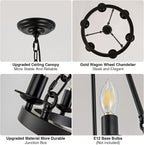 Adjustable Farmhouse Black Chandelier — 6-Light - View 3