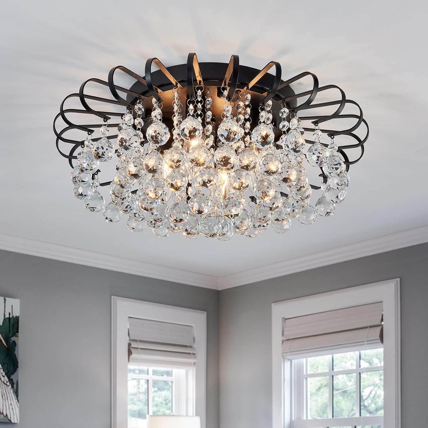 Farmhouse Black Chandelier — 4-Light — Black