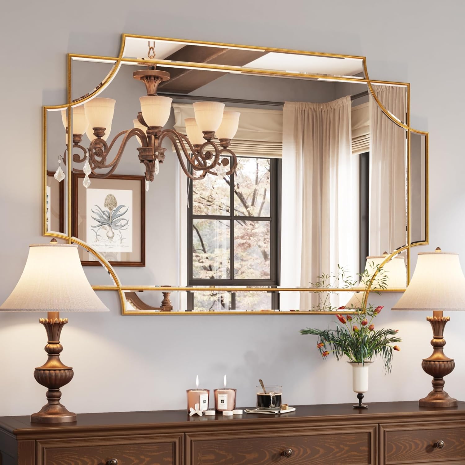 Beveled Farmhouse Glass Vanity Mirror — 30" — 48"L x 32"W