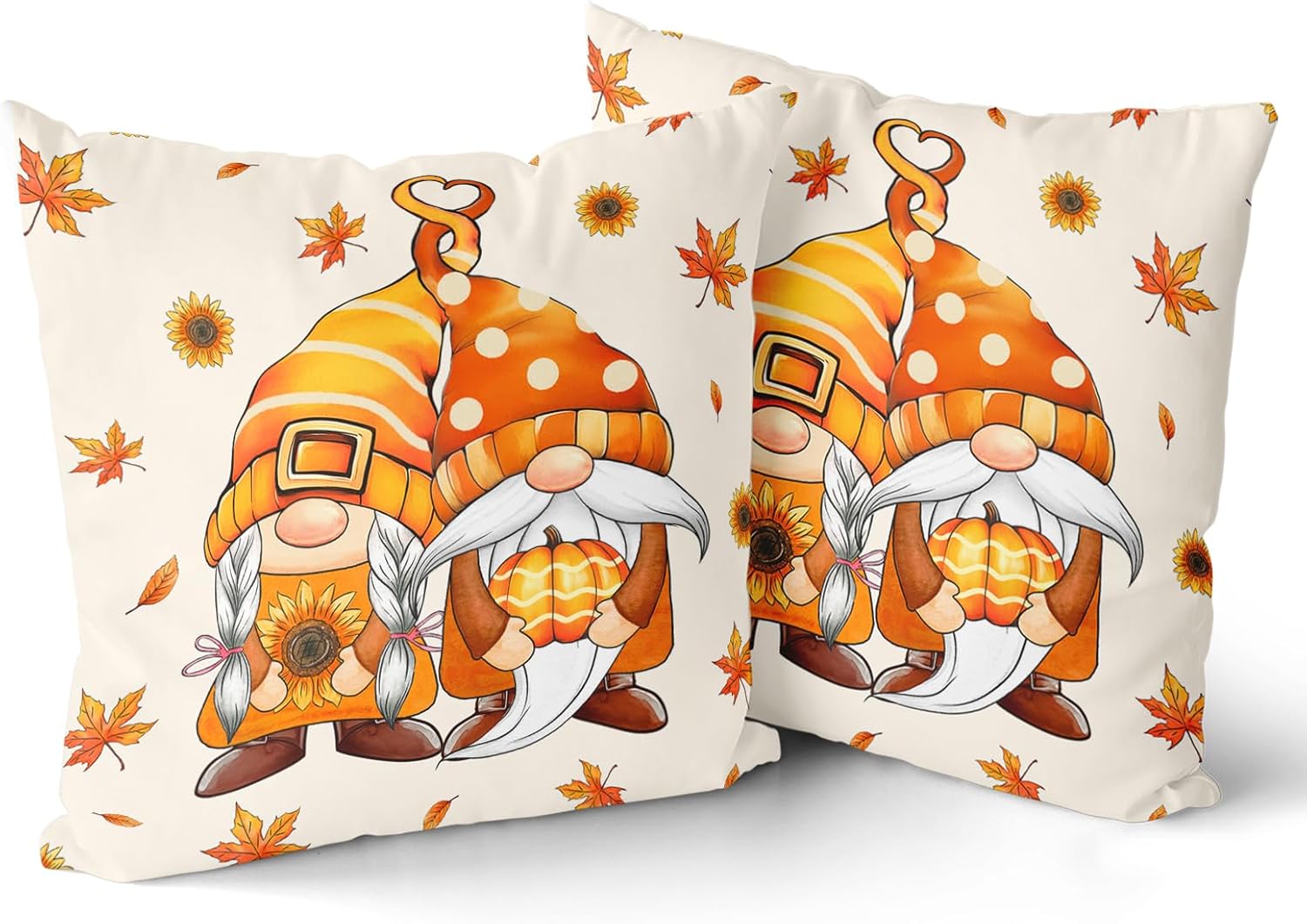 Vintage Boho Black Pillow Cover — 16" — Fall Gnome
