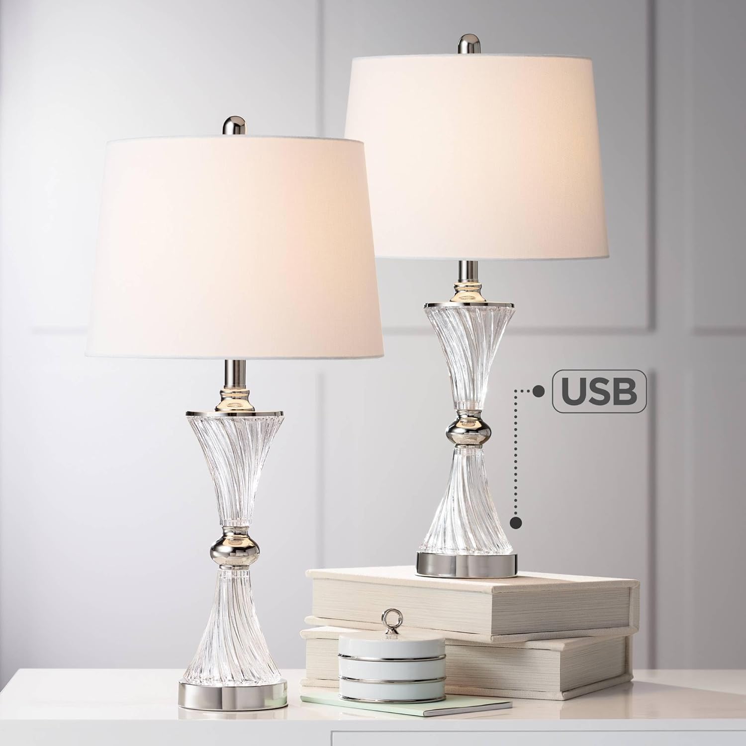 USB Charging Modern Black Table Lamp — 25.5" - View 7