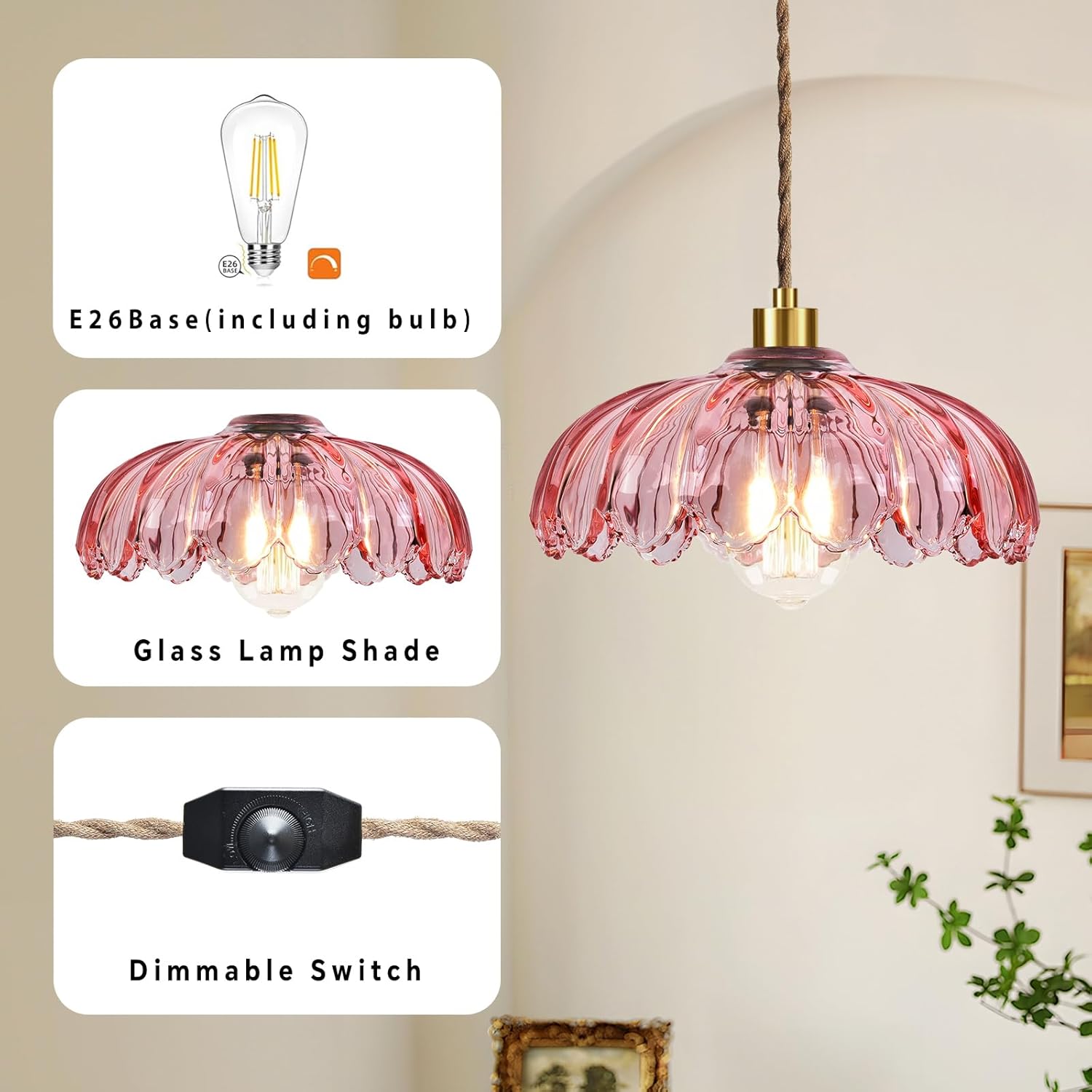 Dimmable Boho Glass Chandelier - View 4