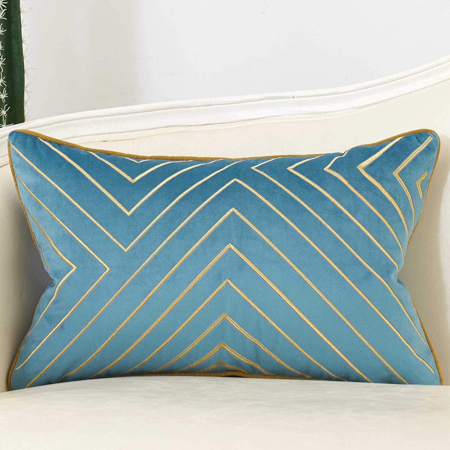 Velvet Luxe Black Throw Pillow Cover — 20" — Grey Blue