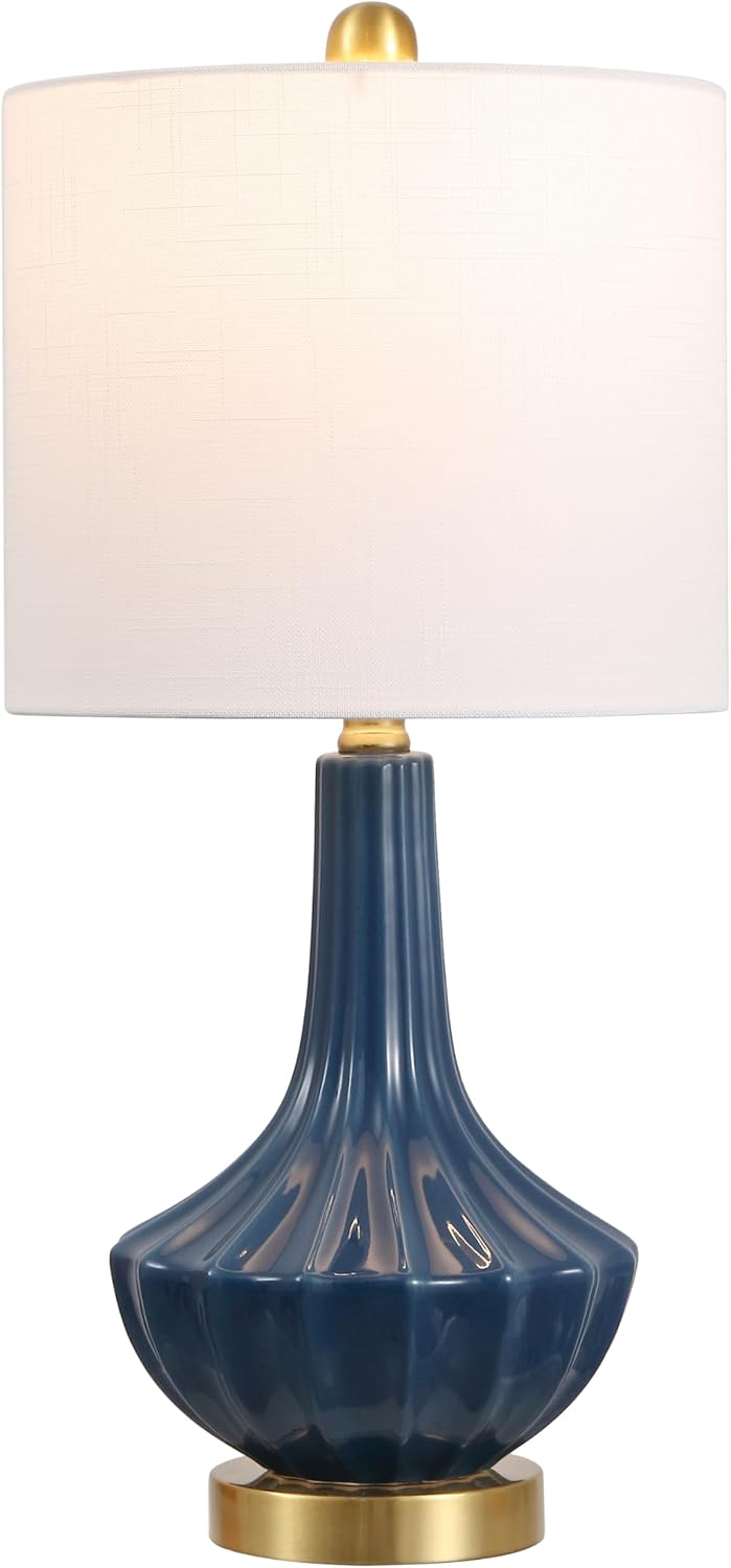 Linen Luxe Black Nightstand Lamp — 21.5" — Blue