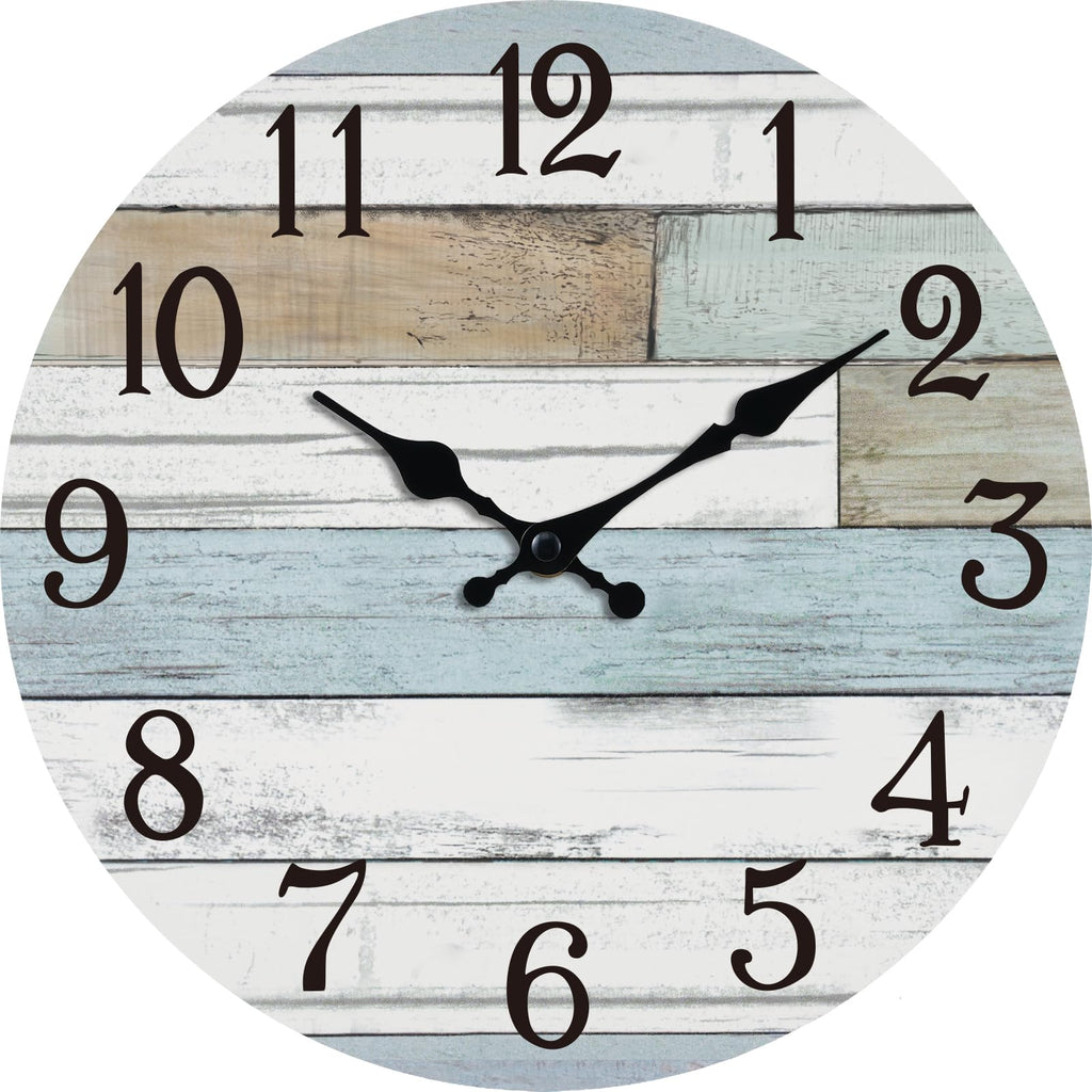 Battery Operated Farmhouse Blue Wall Clock — 14"