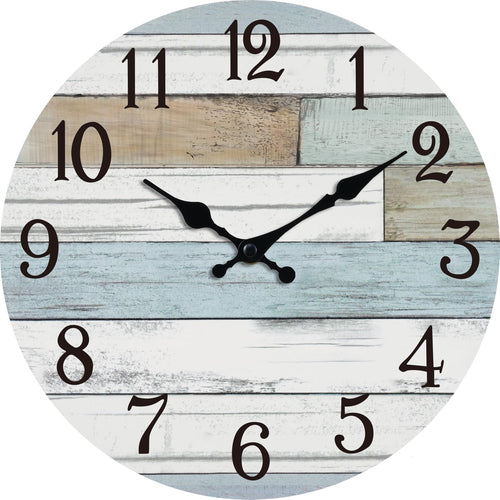 Battery Operated Farmhouse Blue Wall Clock — 14"