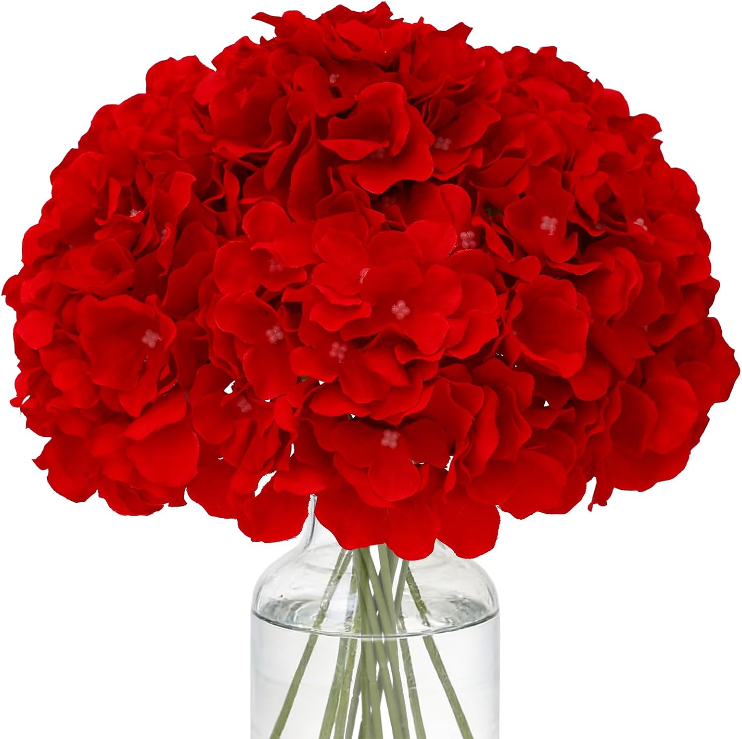 Beige Artificial Flowers — Set of 10 — Red