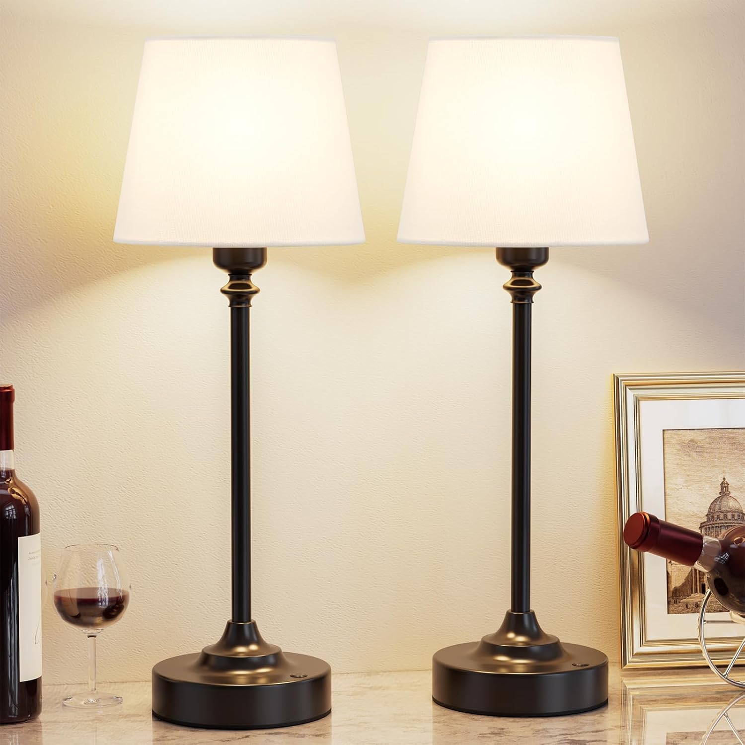 Cordless Luxe Black Table Lamp — White - Black