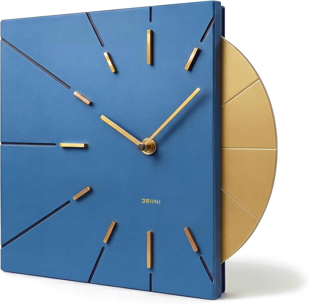 Battery Operated Luxe Black Wall Clock — Blue