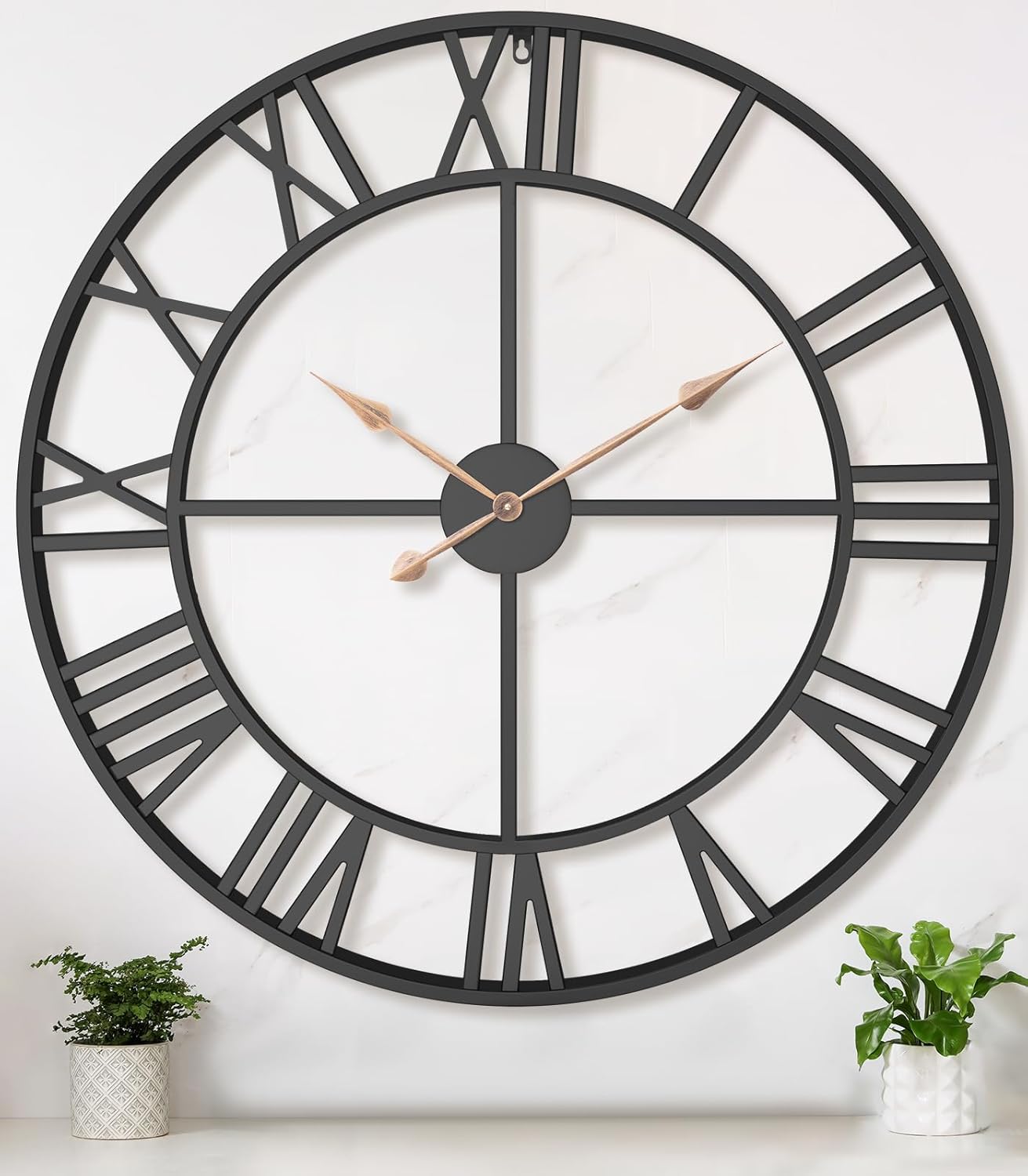 Oversized Farmhouse Black Wall Clock — 24" — Black Roman