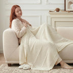 Knit Beige Throw Pillow — 50" - View 4