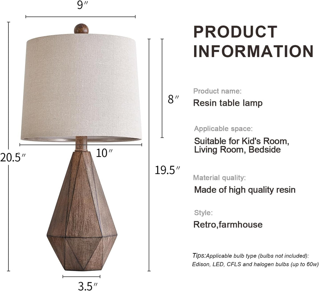 Linen Farmhouse Black Nightstand Lamp — 20.25" - View 7