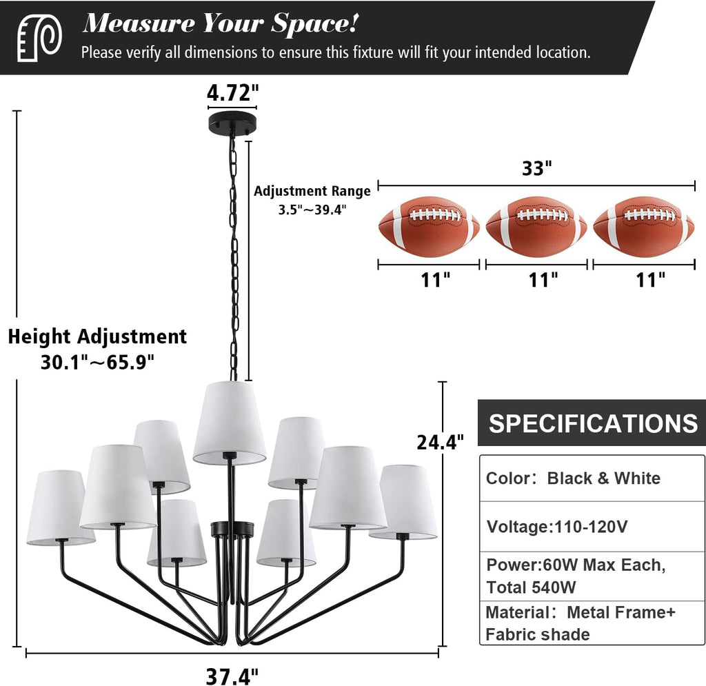 Farmhouse Black Chandelier - View 6
