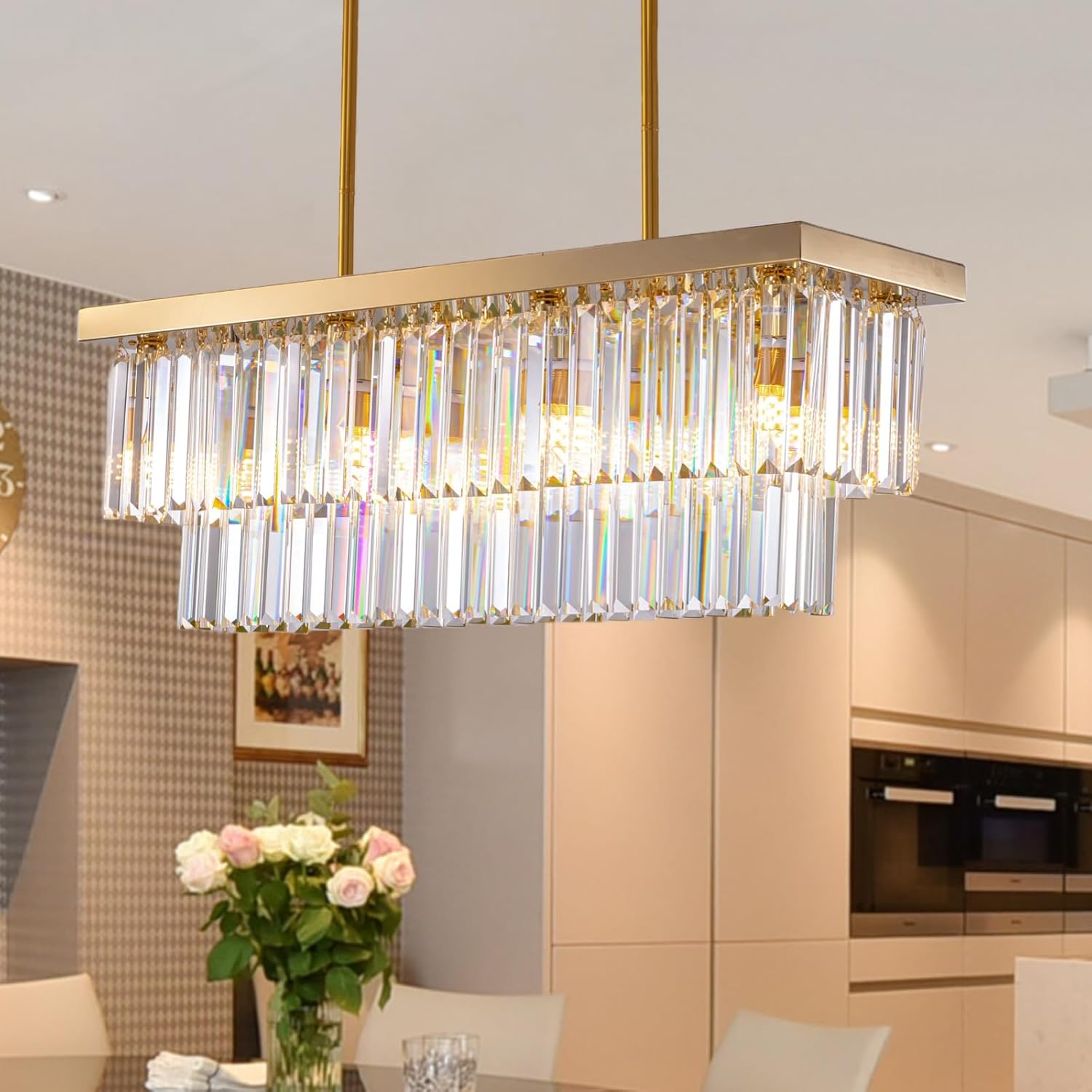 Dimmable Luxe Glass Chandelier — 12-Light — 31.5''(8-Lights)