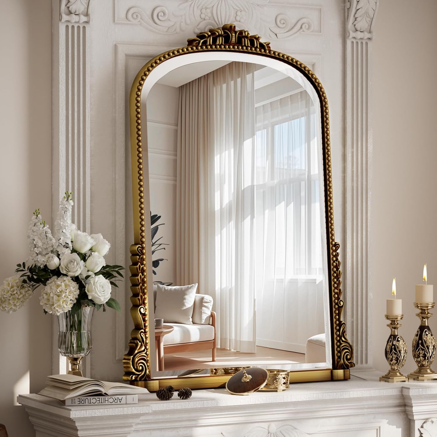 Round Luxe Gold Wall Mirror — 27" — Gold
