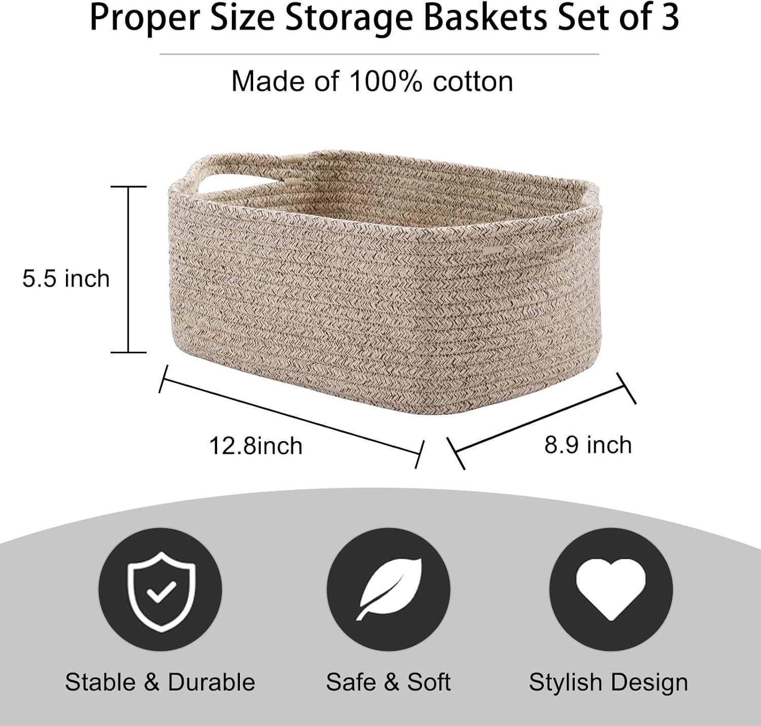 Boho Black Woven Basket — Set of 3 - View 3
