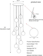 Adjustable Luxe Grey Chandelier — 10-Light - View 4