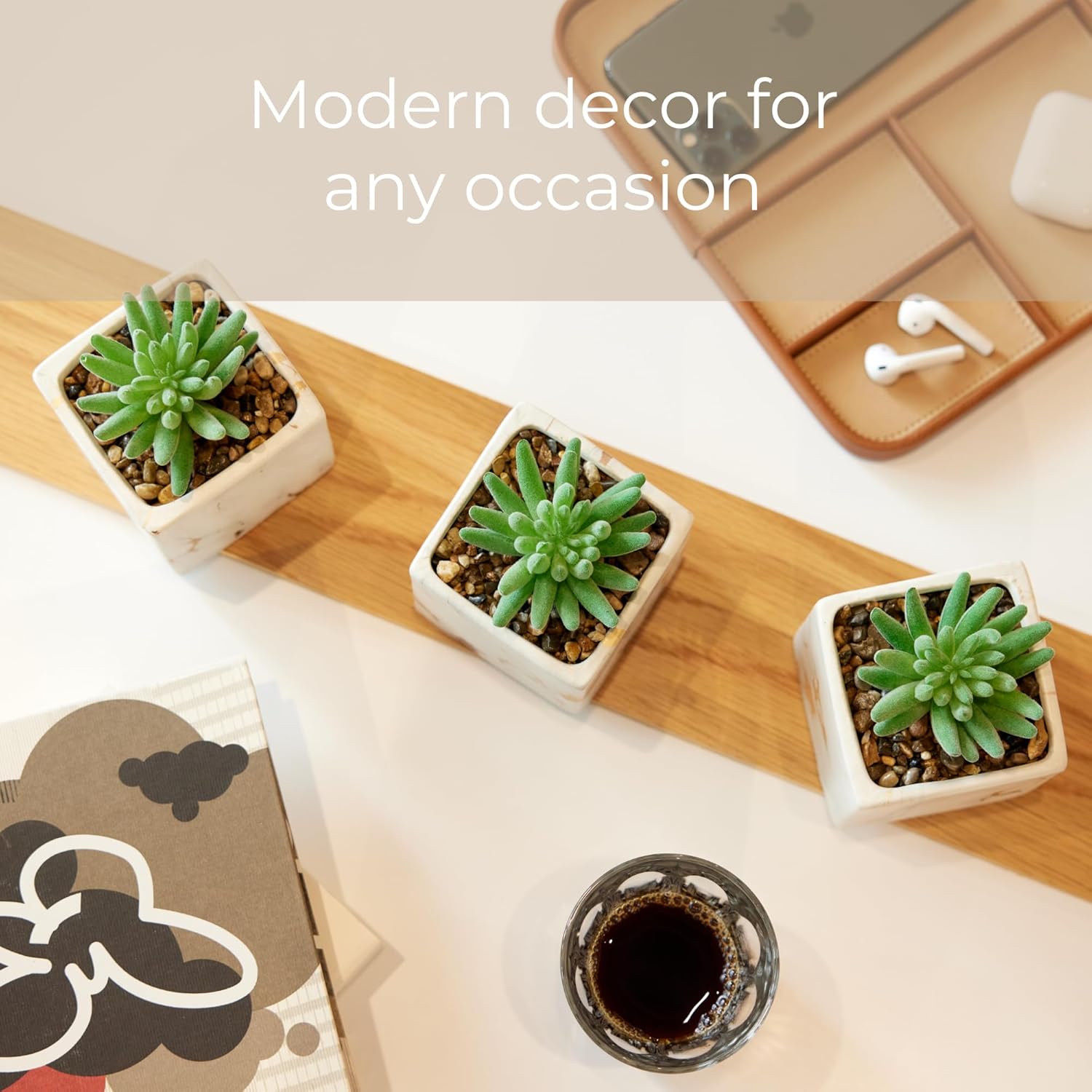 Luxe Black Faux Plant — Set of 3 - View 3