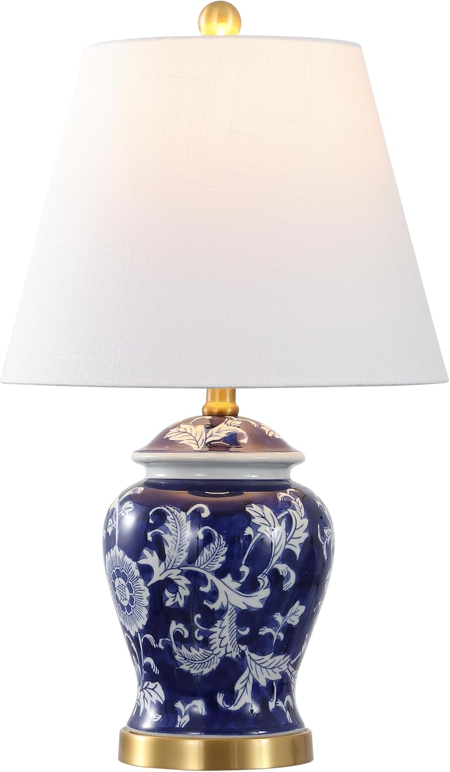 Linen Farmhouse Blue Bedside Lamp — 22" — Navy/White