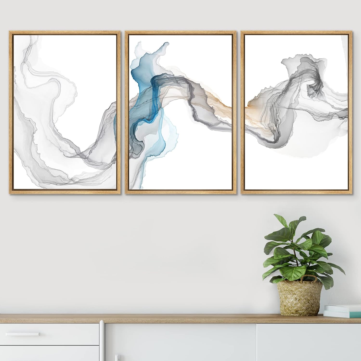 Framed Modern Fabric Wall Art — 16" - View 3