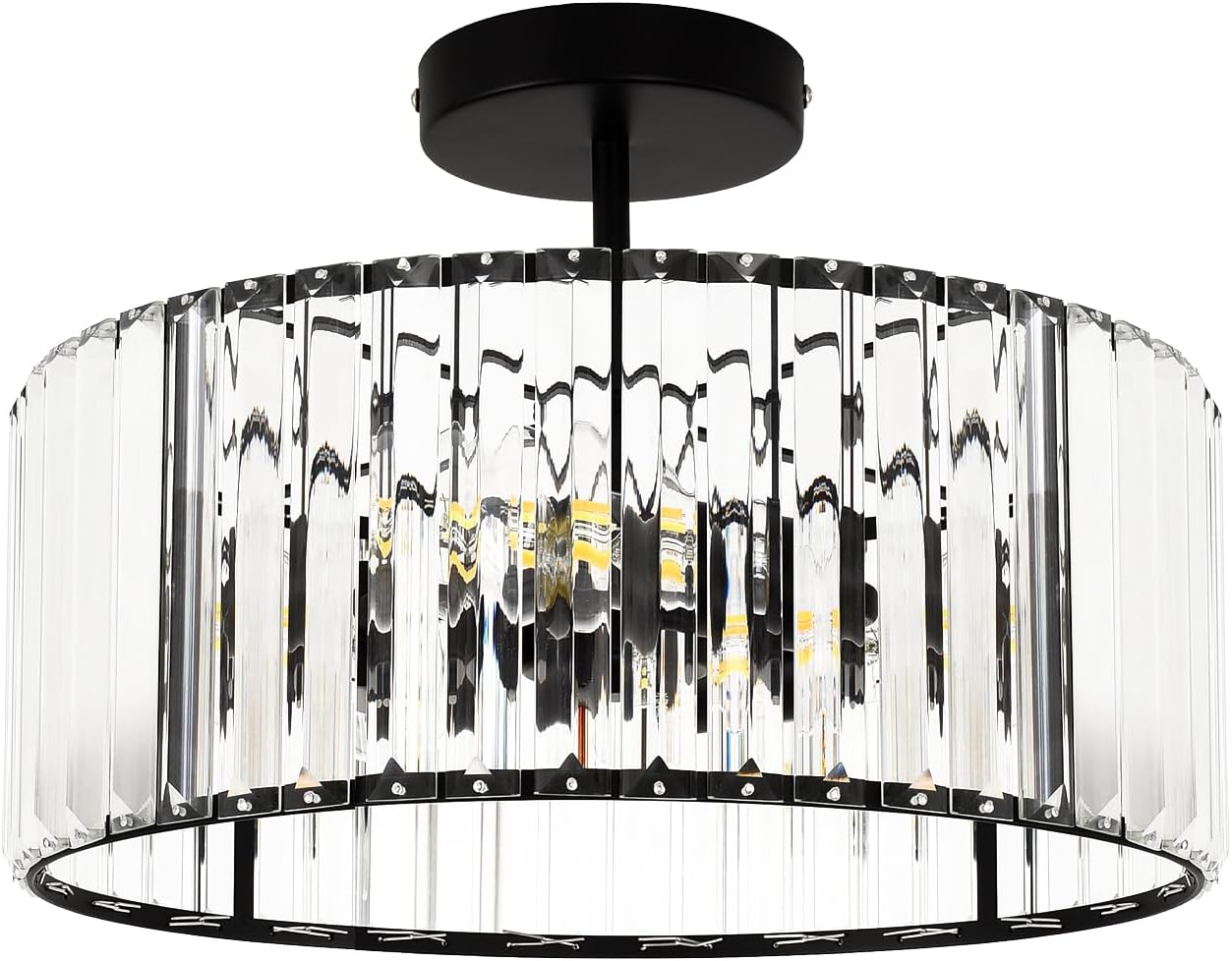 Luxe Black Chandelier — 3-Light — Black l