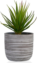 Beige Faux Plant — 6.7" — Realistic Agave in Cement Pot
