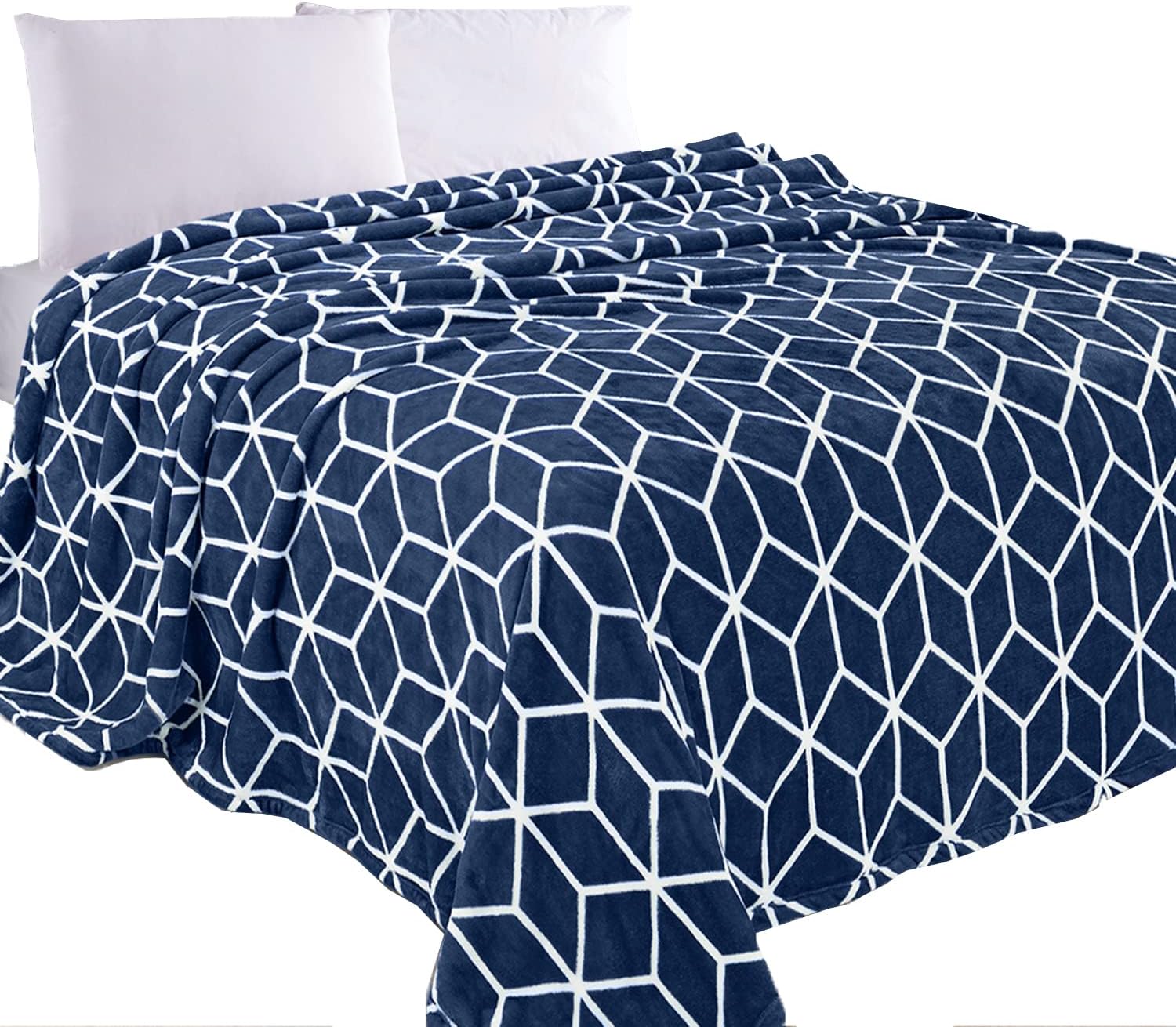 Luxe Beige Throw Pillow — Cube Navy