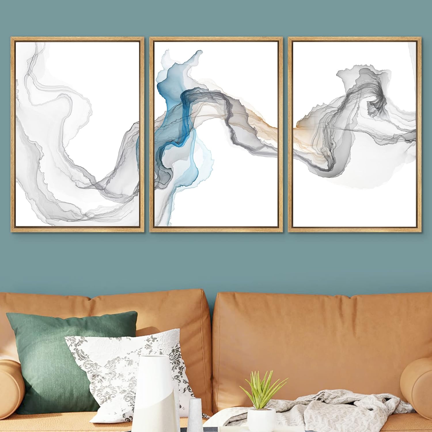 Framed Modern Fabric Wall Art — 16" - View 2
