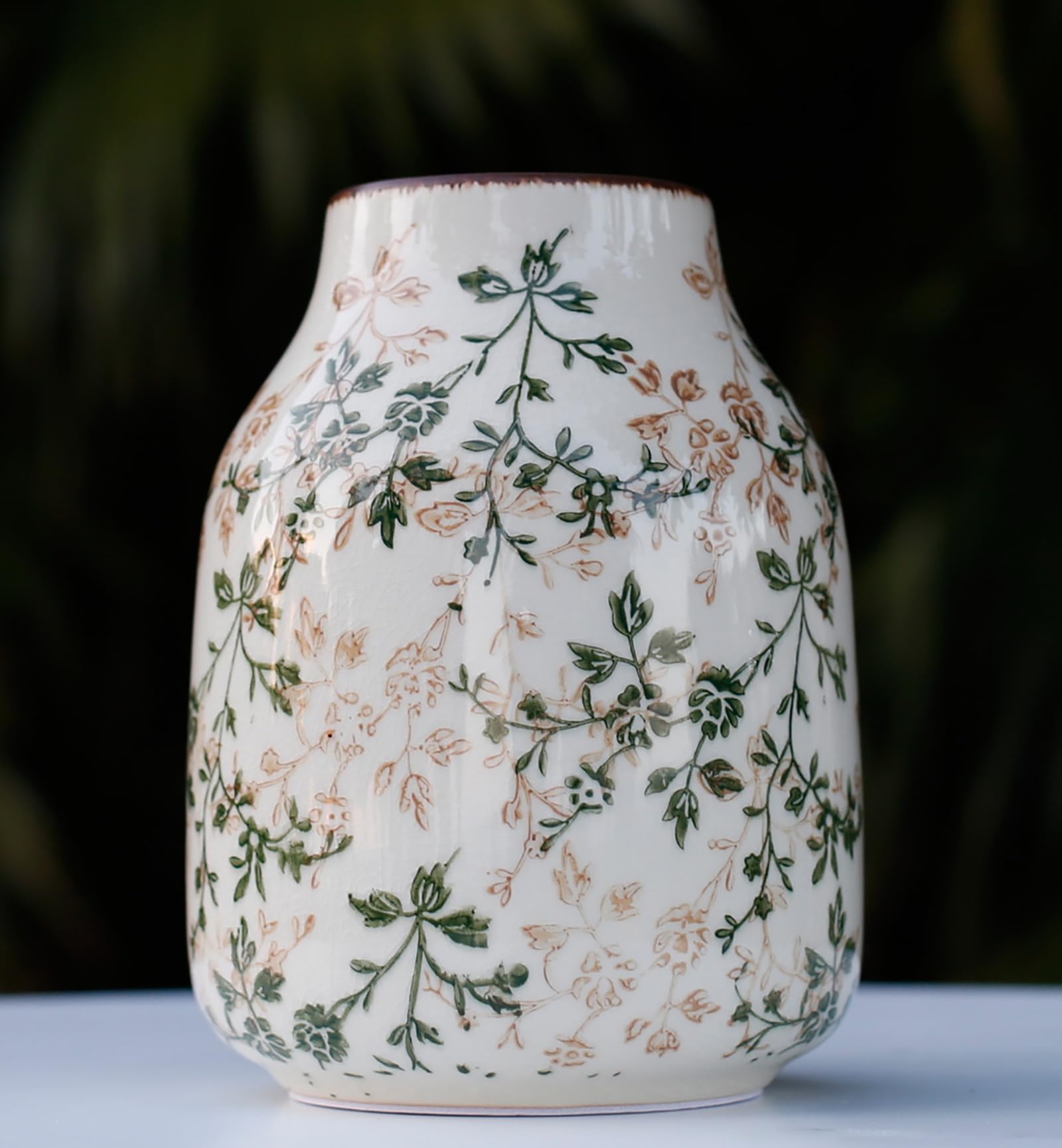 Vintage Farmhouse Ceramic Vase — 7"