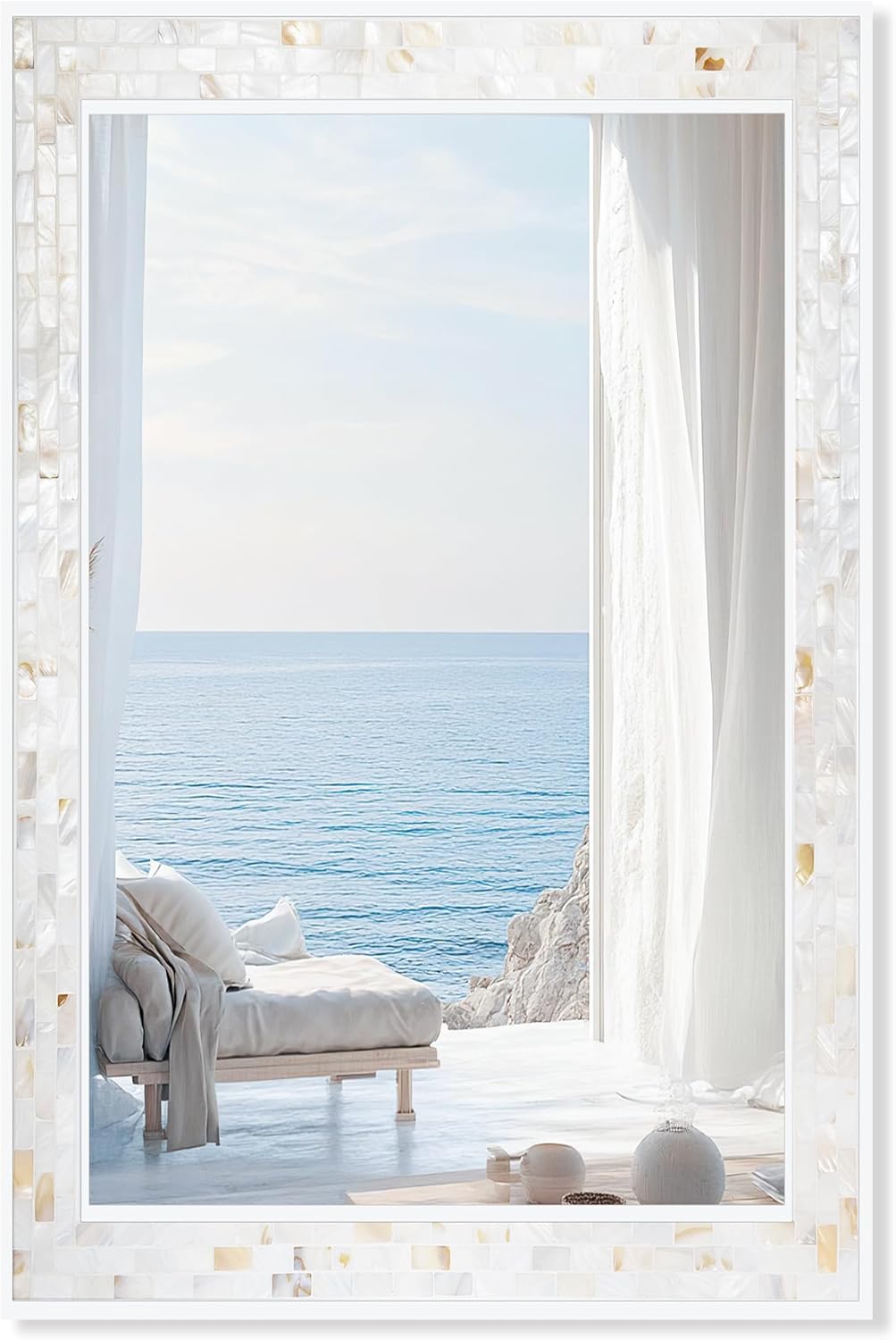 Framed Brown Wall Mirror — 30" — 36"L x 24"W