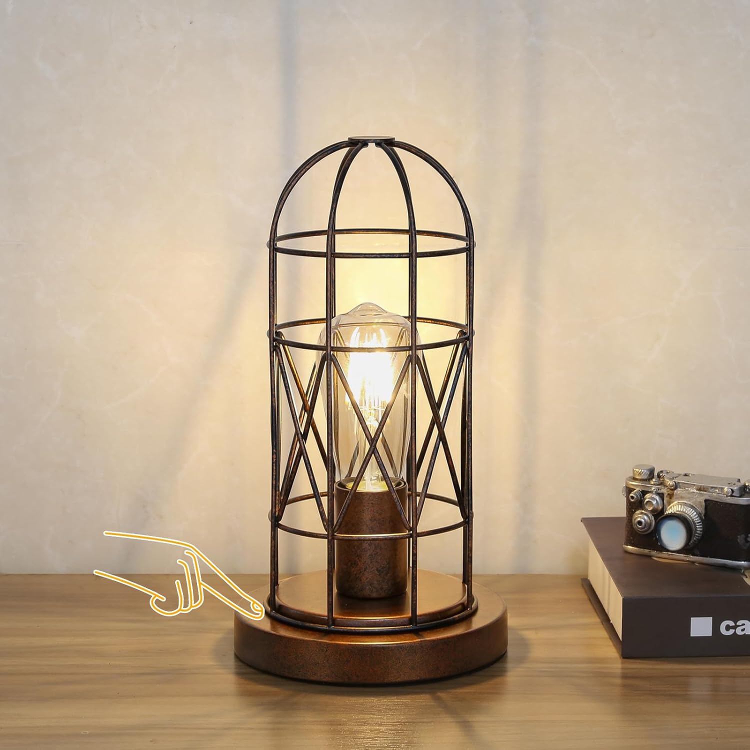Dimmable Black Bedside Lamp — Antique Bronze