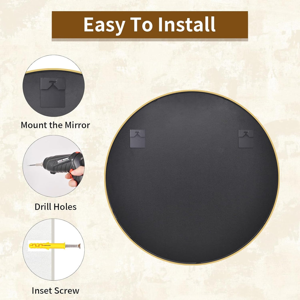 Luxe Black Round Mirror — 24" - View 5
