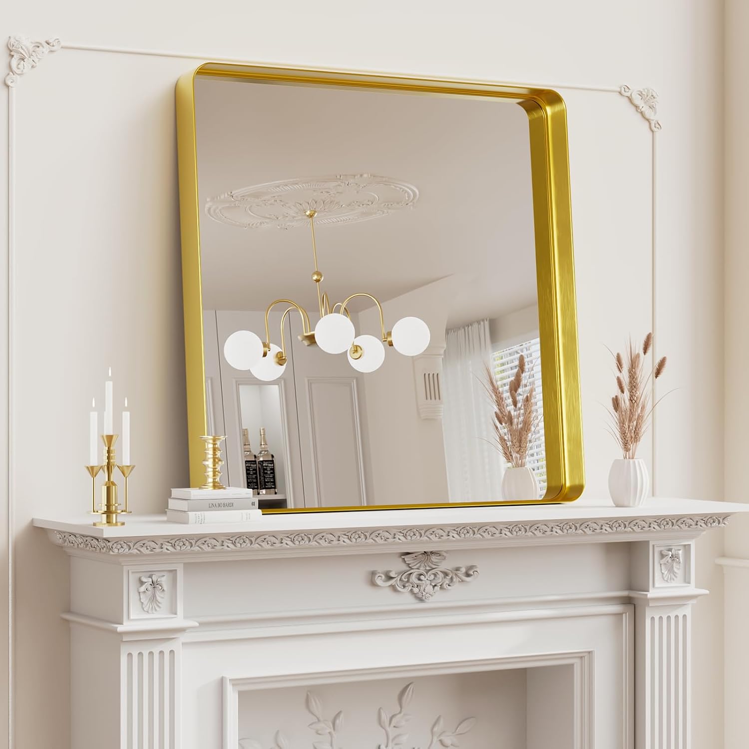 Framed Farmhouse Gold Wall Mirror — 30" — Gold