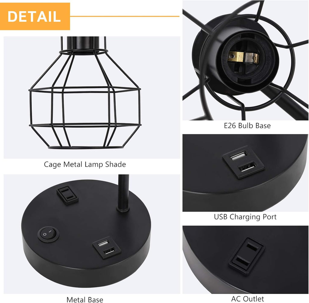 USB Farmhouse Metal Desk Lamp - View 5