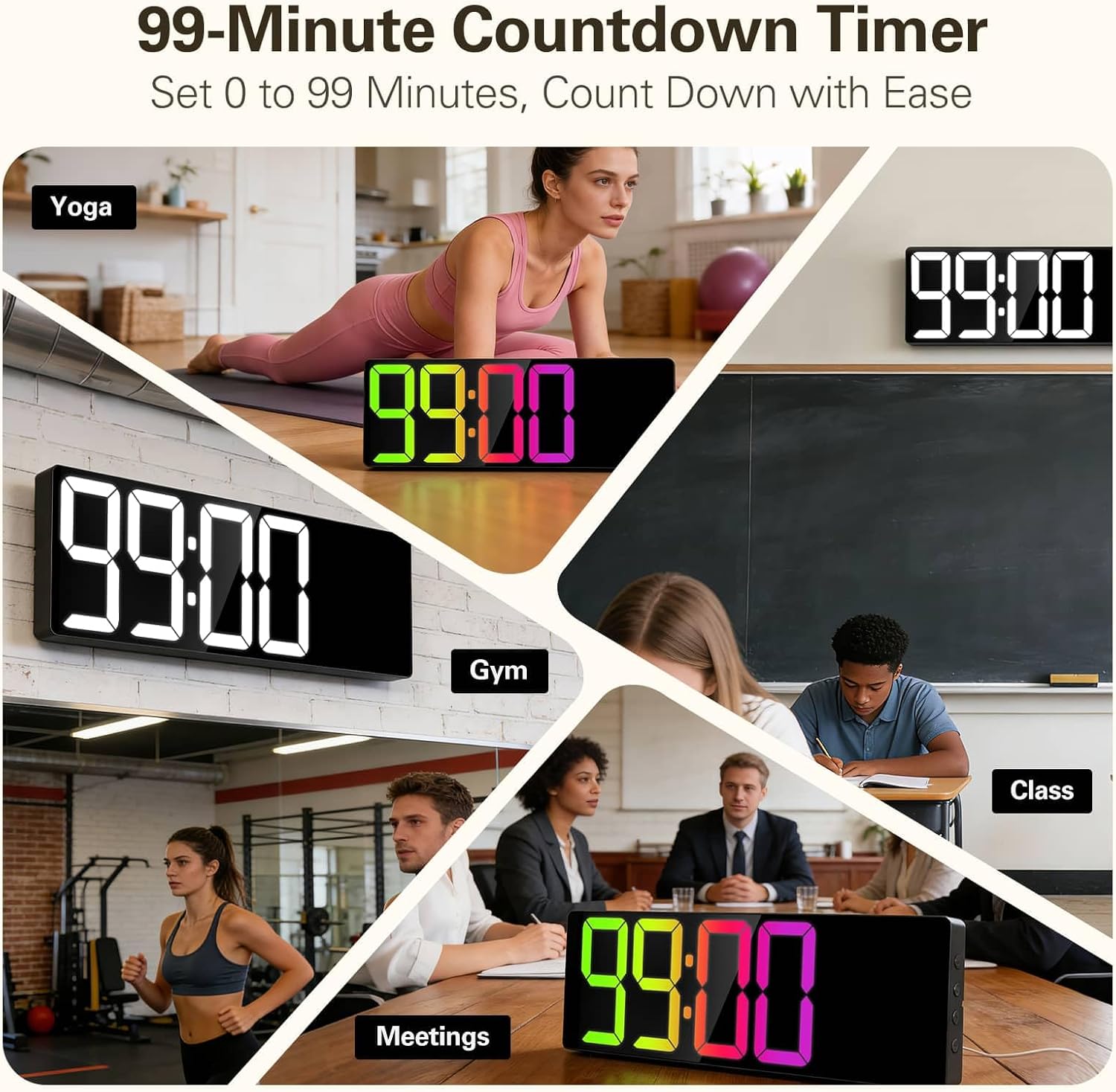 RGB Black Wall Clock — 18" - View 8