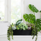 Rectangular Black Faux Succulent — 15" - View 9