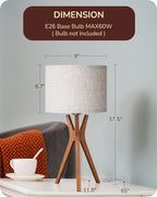 Linen Mid-Century Beige Bedside Lamp — 17.5" - View 7