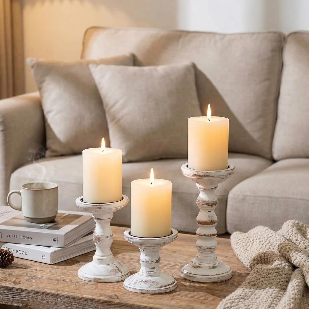 Farmhouse Brown Pillar Candle — 3.9" - View 7