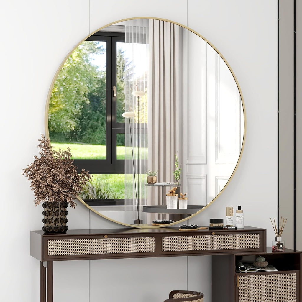 Round Luxe Black Wall Mirror — 32" - View 9