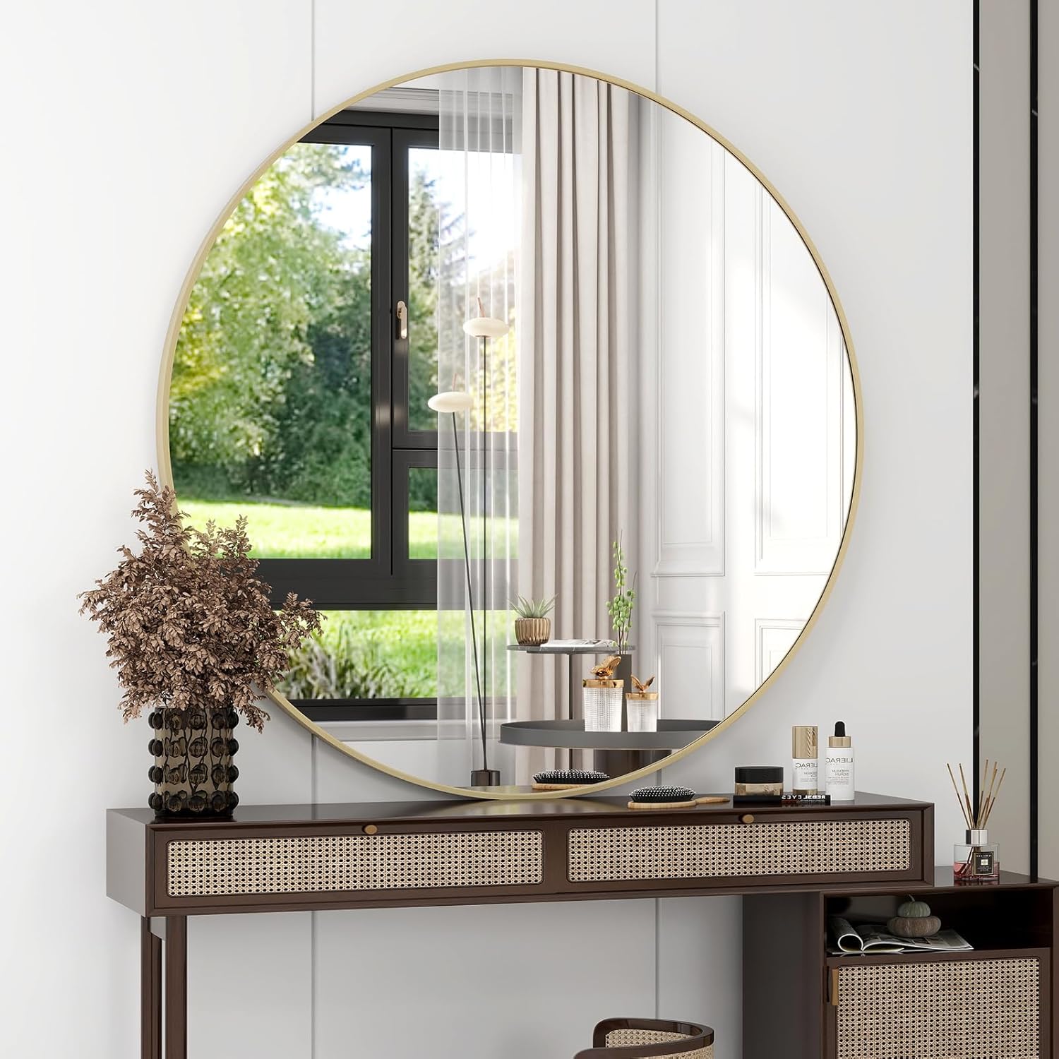 Round Luxe Black Wall Mirror — 32" - View 9