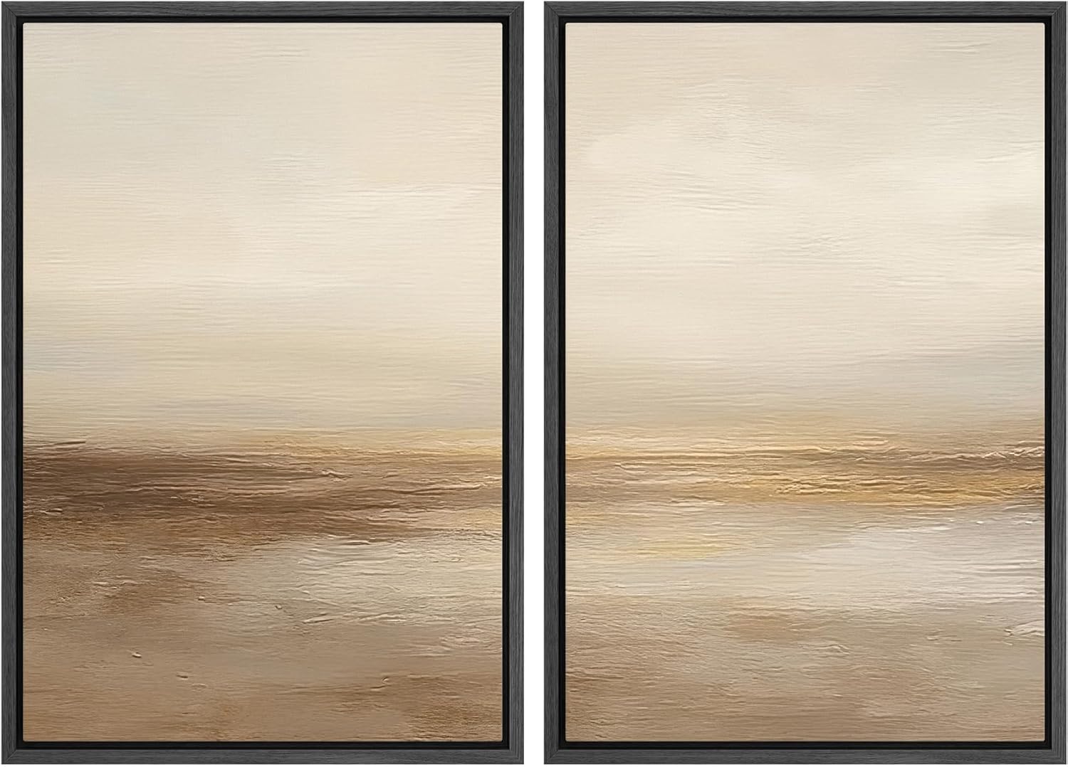 Framed Modern Fabric Wall Art — 24" — 24"x36"x2 Panels Black