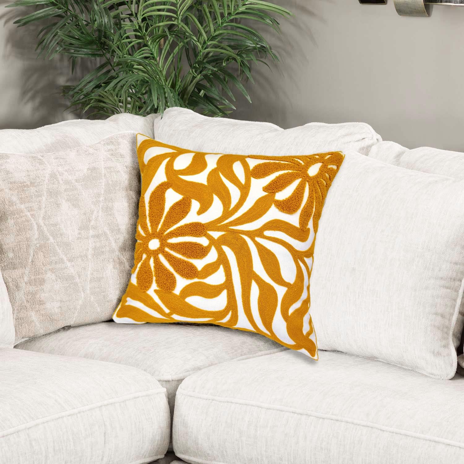 Tufted Boho Beige Throw Pillow Cover — 18" - View 3
