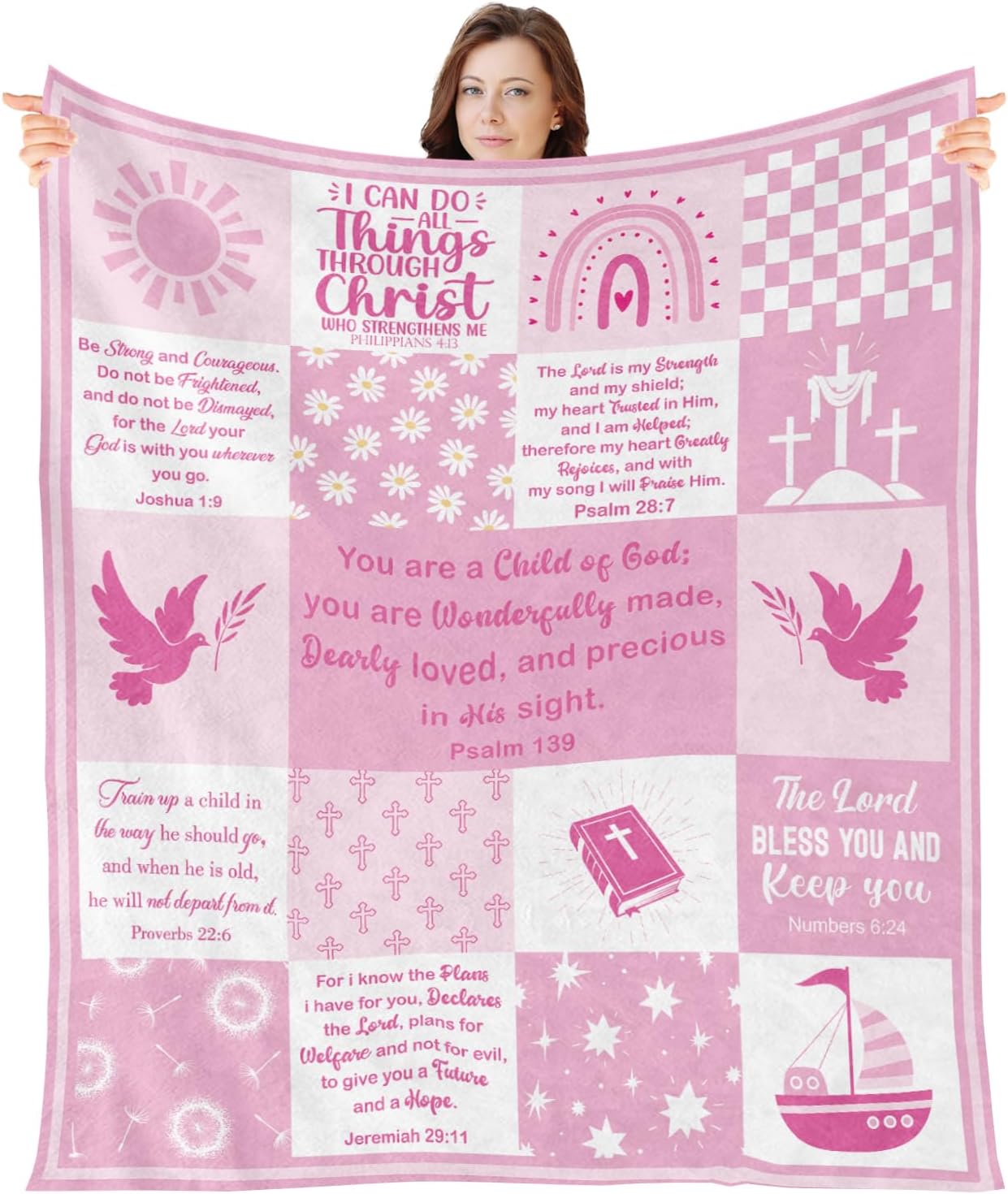Blue Throw Pillow — 50" — Pink Baptism