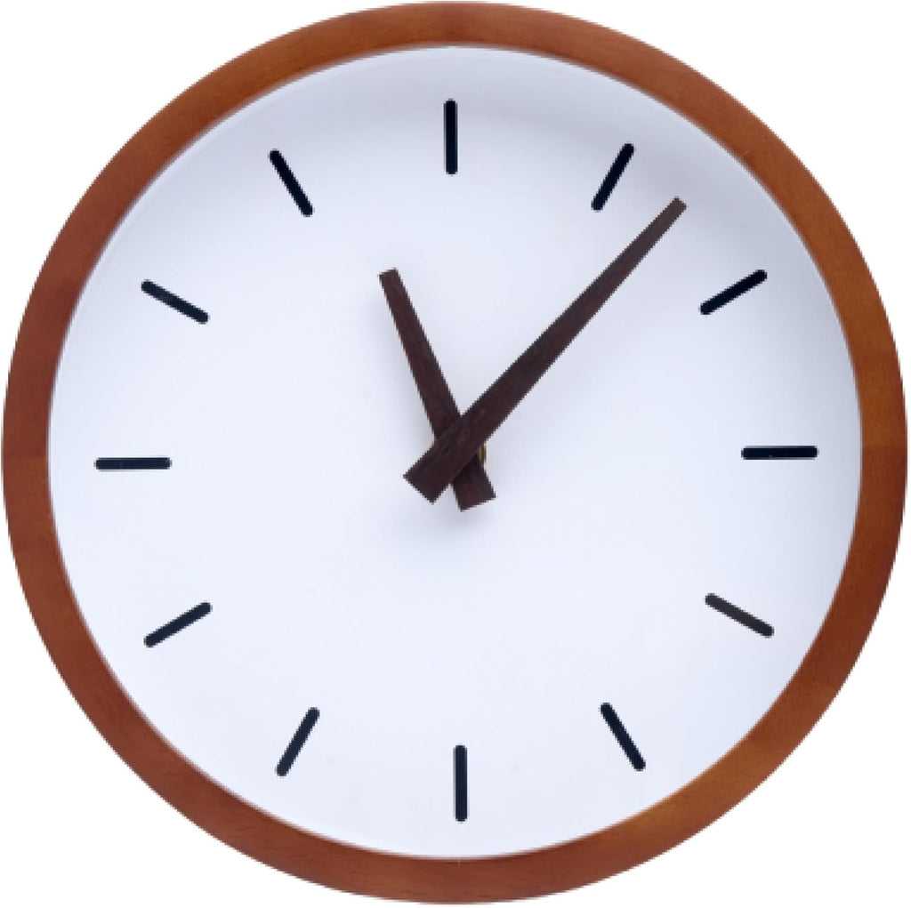 Battery Operated Mid-Century Wood Wall Clock — 12" — 12"