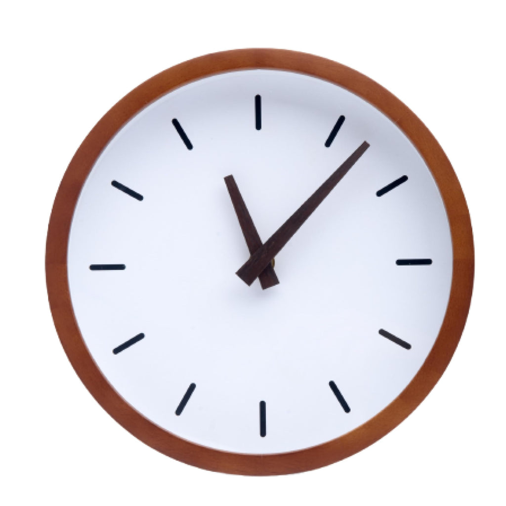 Battery Operated Mid-Century Wood Wall Clock — 12"