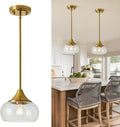 Modern Black Pendant Light — 8.5" — 1 Pack-Brushed Gold + Clear Glass
