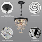 Luxe Black Chandelier — 12" - View 6