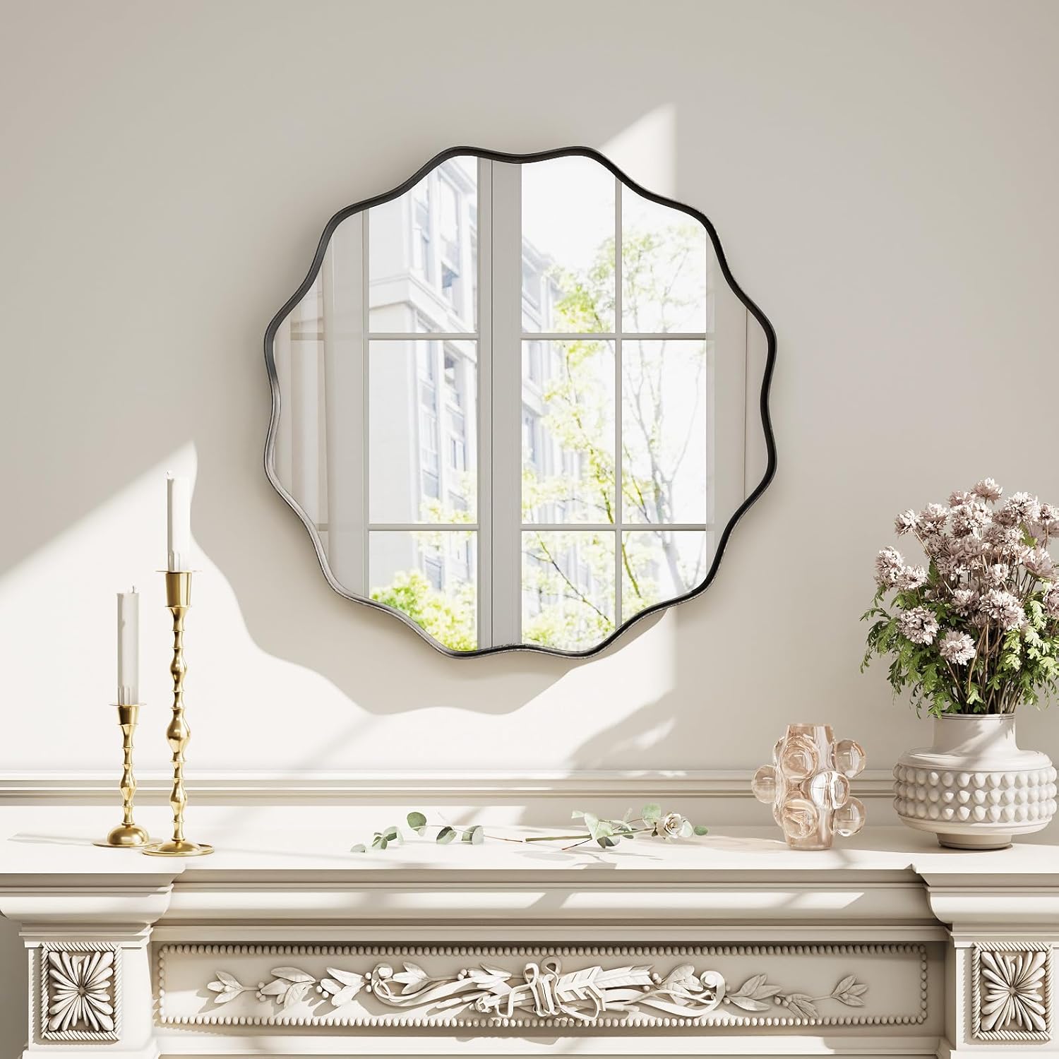 Round Black Vanity Mirror — 24" — Black
