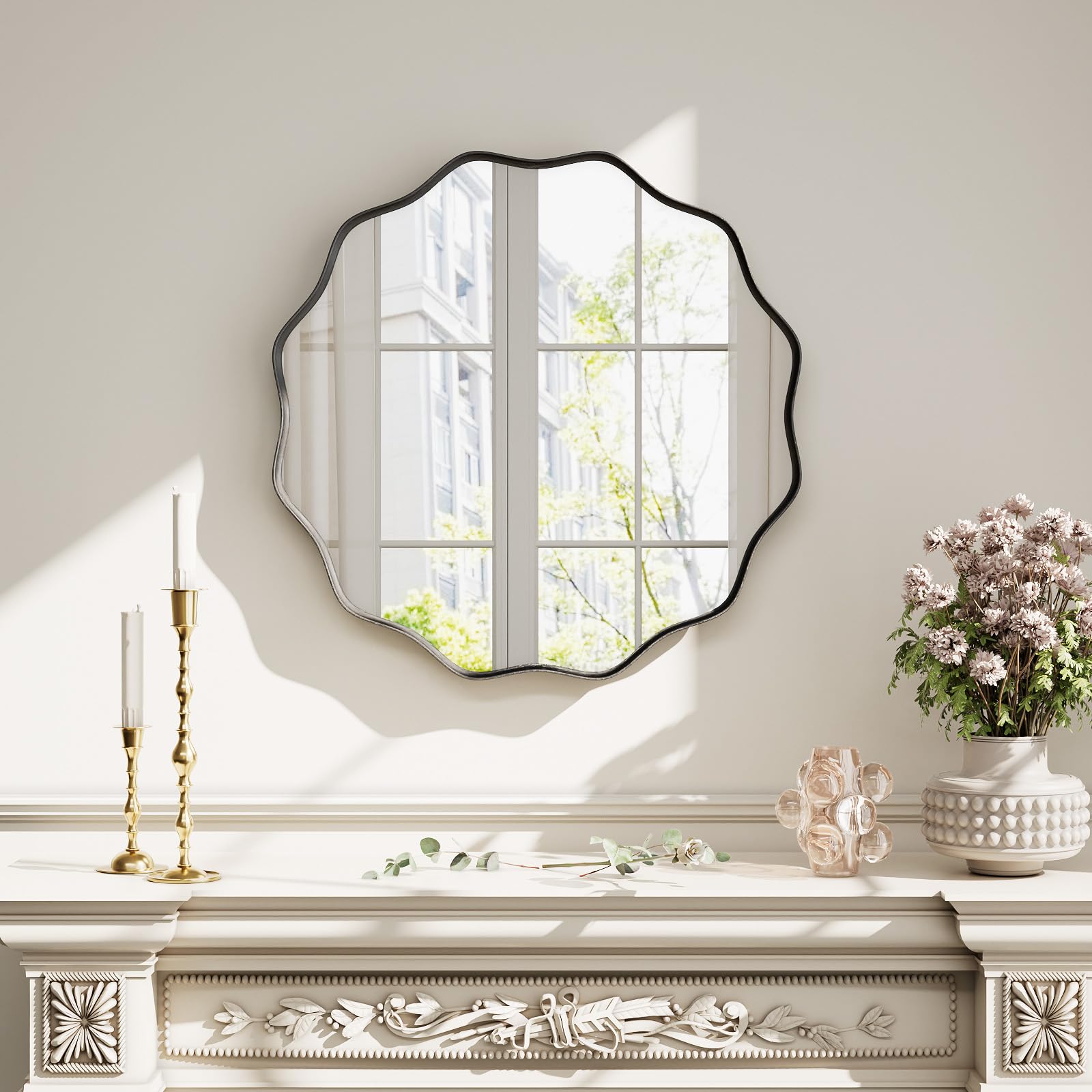 Round Black Vanity Mirror — 24"