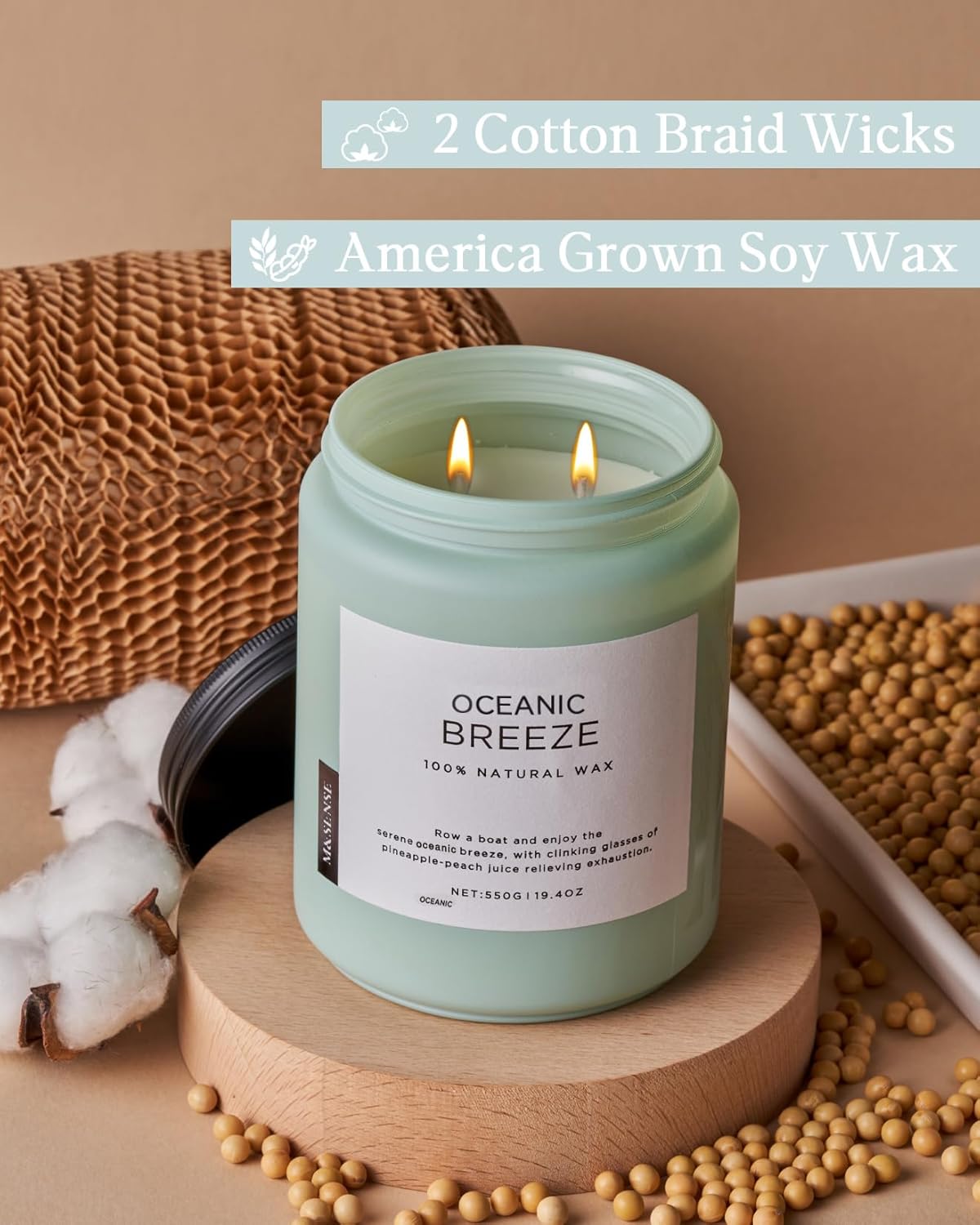 Scented Beige Soy Candle - View 3